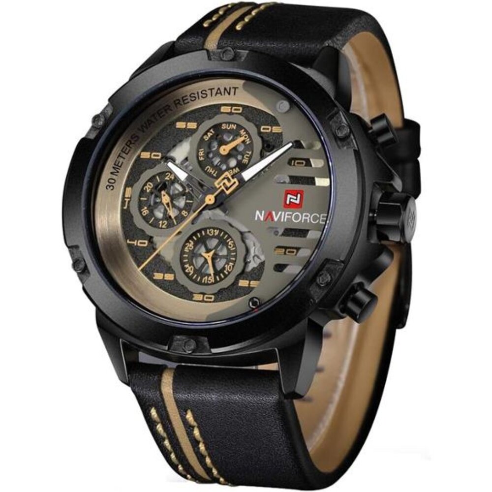 Sport Military Watches for Men Waterproof Watch Analog Quartz Leather Band Date